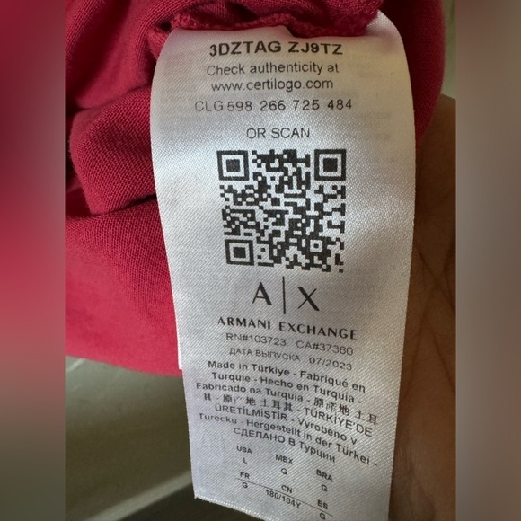 Armani Exchange NWOT Mens Red Tee Shirt Size L Cotton Soft - Picture 5 of 7